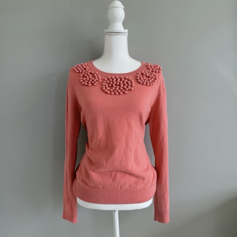 Vineyard Vines By Shep & Ian Woman’s Pom Pom Sweater Sz XL Pink Cotton Cashmere